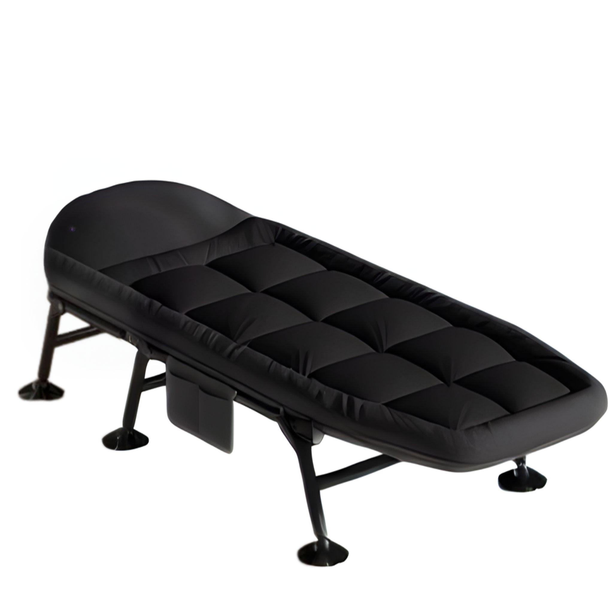 Składane łóżko turystyczne BIZNESOWE, polowe, kanadyjka PREMIUM - czarny materac