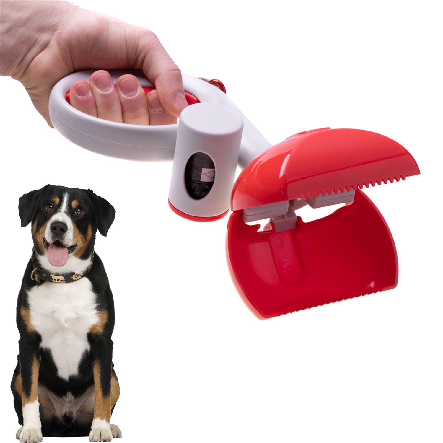 Automatyczna łopatka do zbierania psich odchodów z woreczkami - czerwona