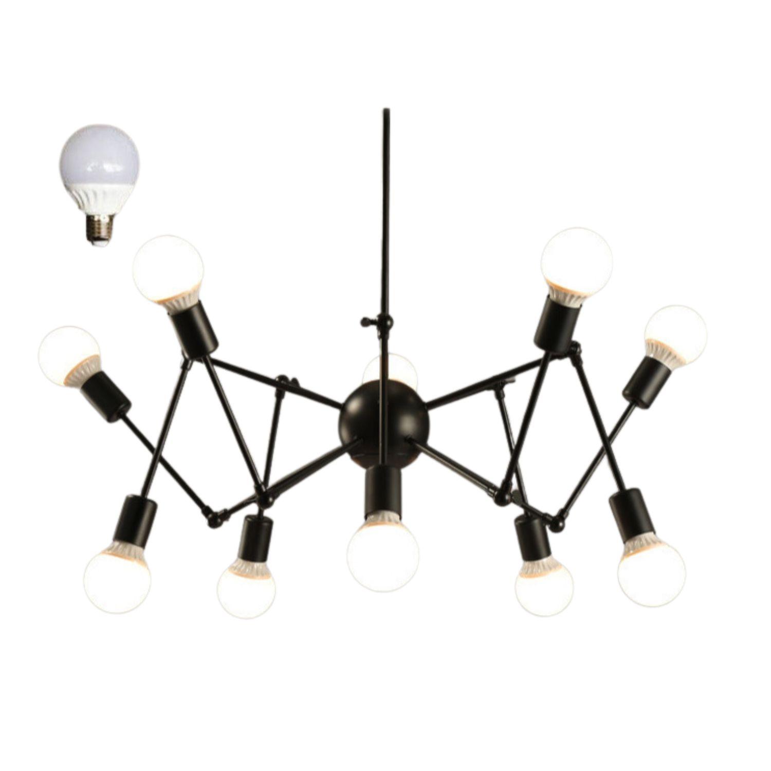 Modern ceiling lamp / Reto spider chandelier - black, 10-armed