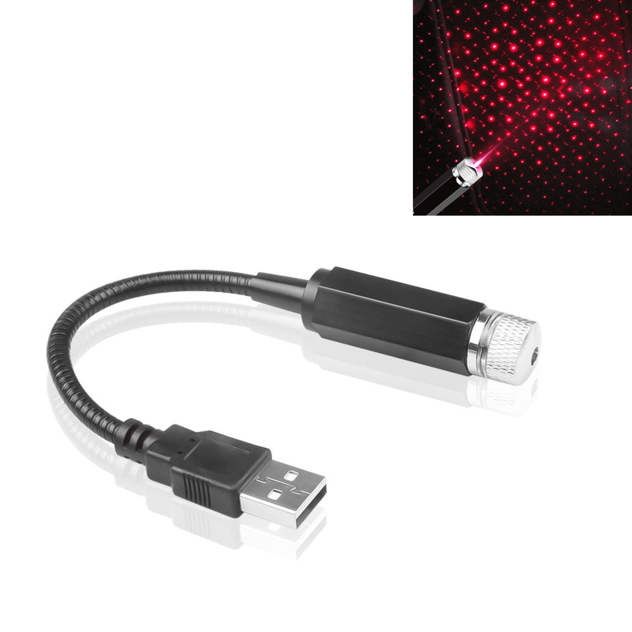 Projector USB for car and interior - star effect, red