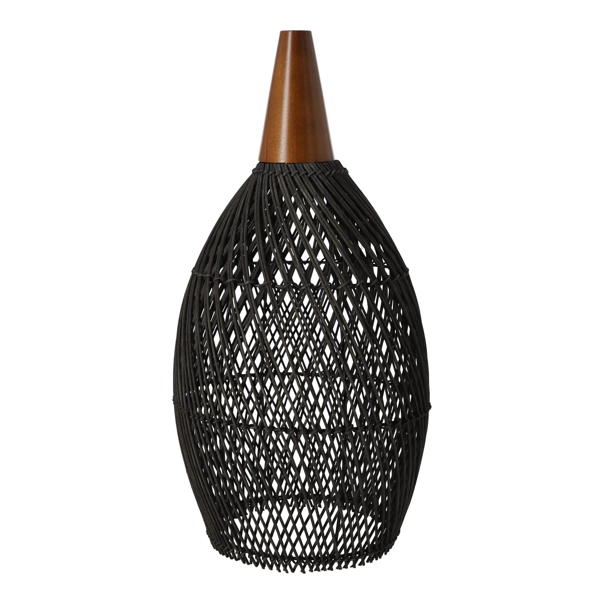 Rustic Rattan Pendant Lamp - 25cm (Black Color)