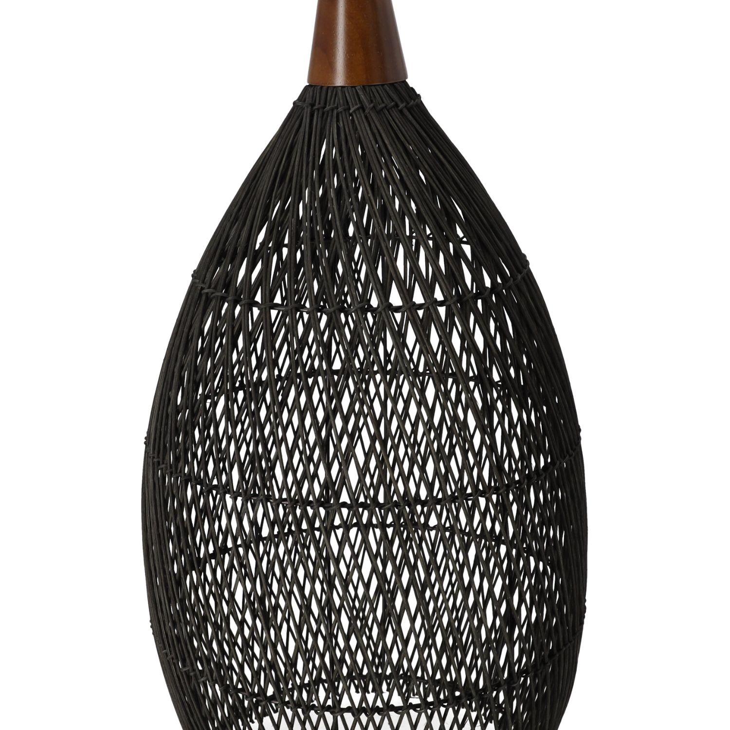 Rustic Rattan Pendant Lamp - 35 cm (Black Color)