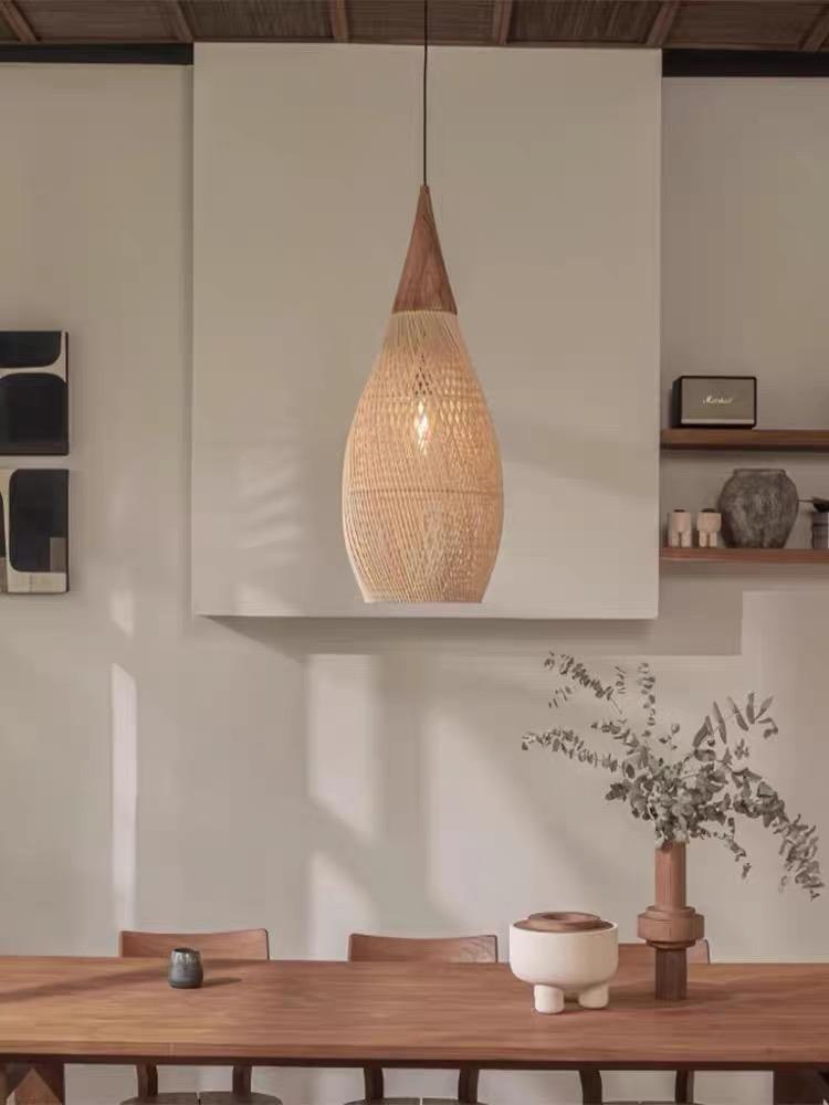 Rustic Style Rattan Pendant Lamp - 25 cm (Natural Color)