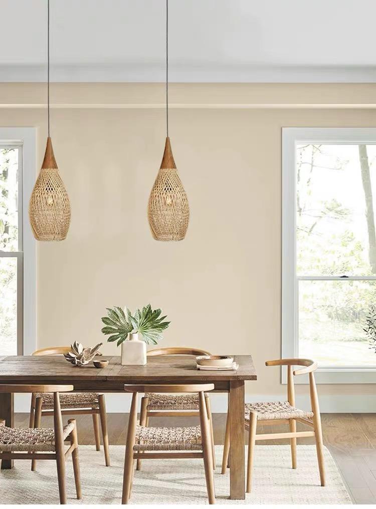 Rustic Style Rattan Pendant Lamp - 25 cm (Natural Color)