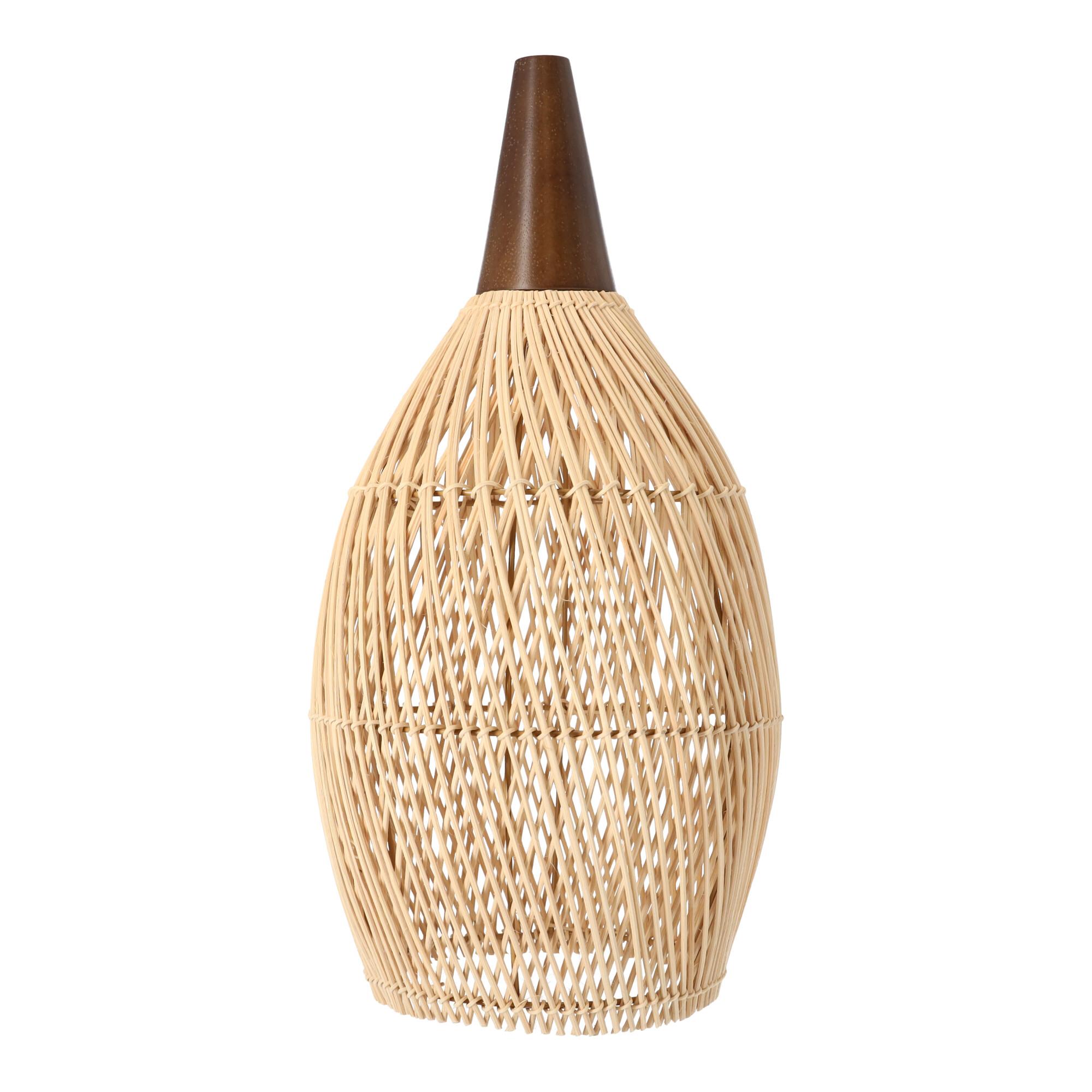 Rustic Style Rattan Pendant Lamp - 25 cm (Natural Color)