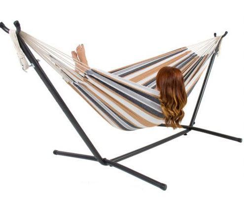 Camping Hammock with a Metal Frame - stripes