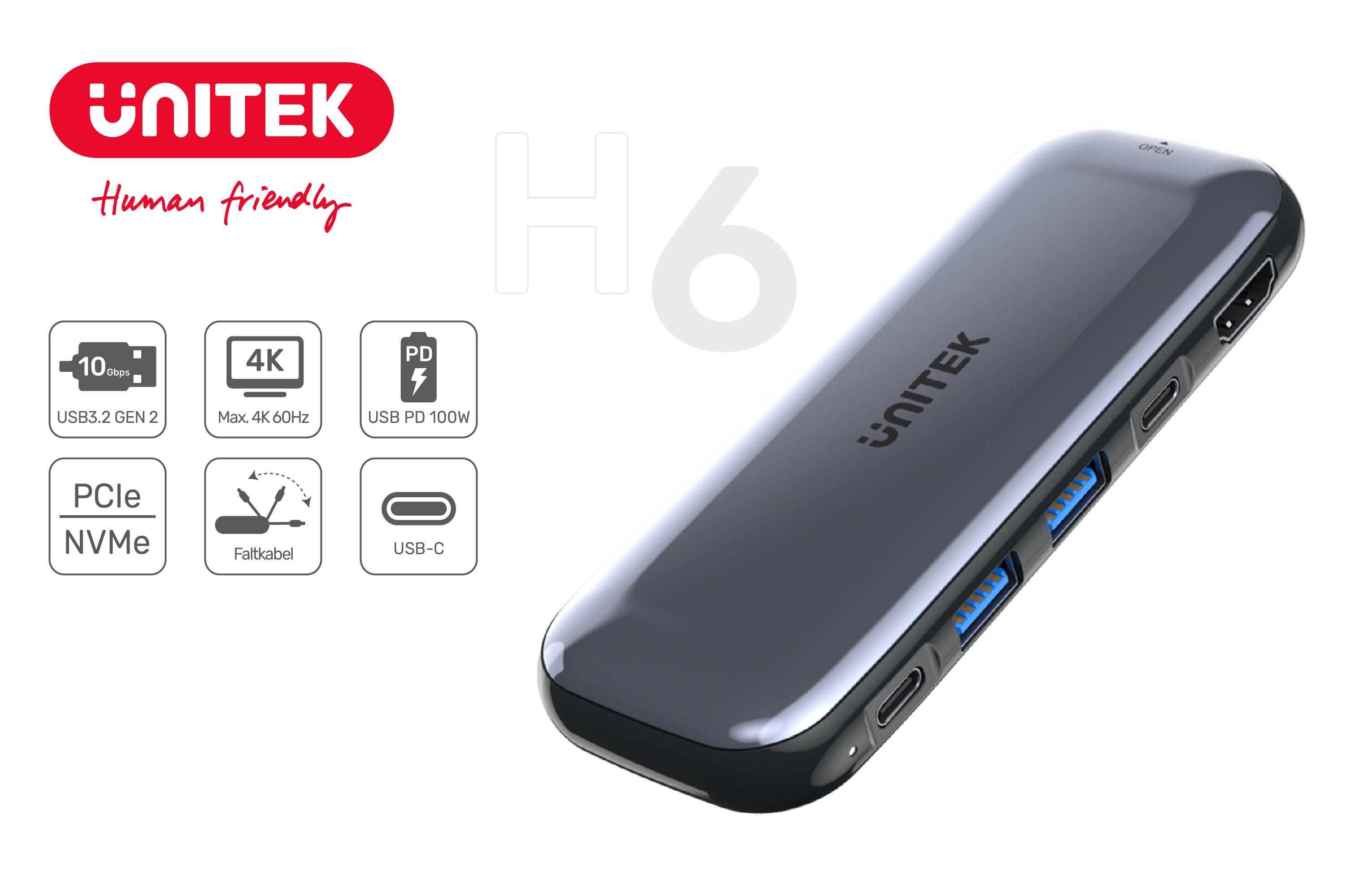 UNITEK HUB USB-C STORAGE M.2, HDMI, USB-C PD 100W, D1046A