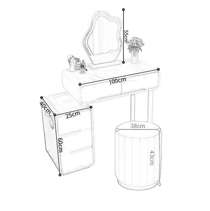 Makeup dressing table /100 cm Maja - Gray Color