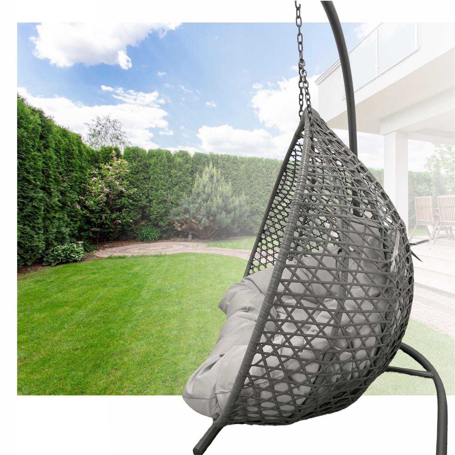 Two-seater hanging chair - gray two-seater cocoon (Grey Pillow)