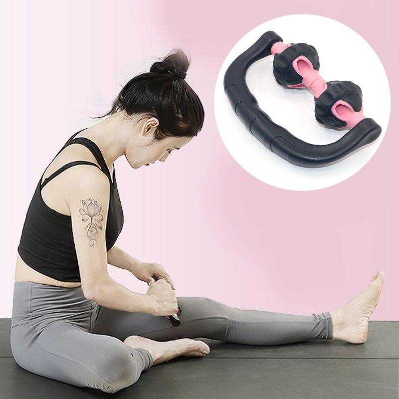 Hand-held body massager with 2 rollers - black and pink