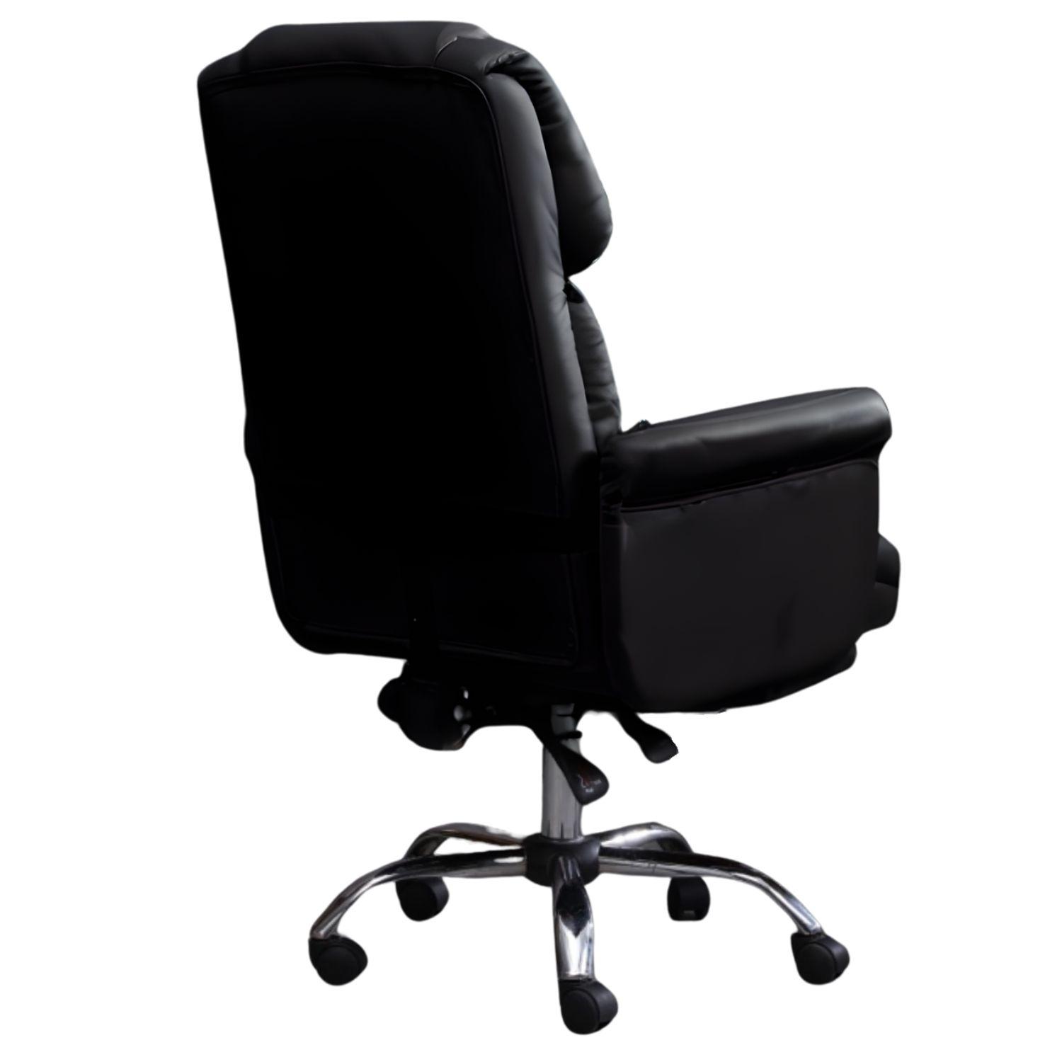 Premium Elegance Office Chair with Footrest - Black Leather