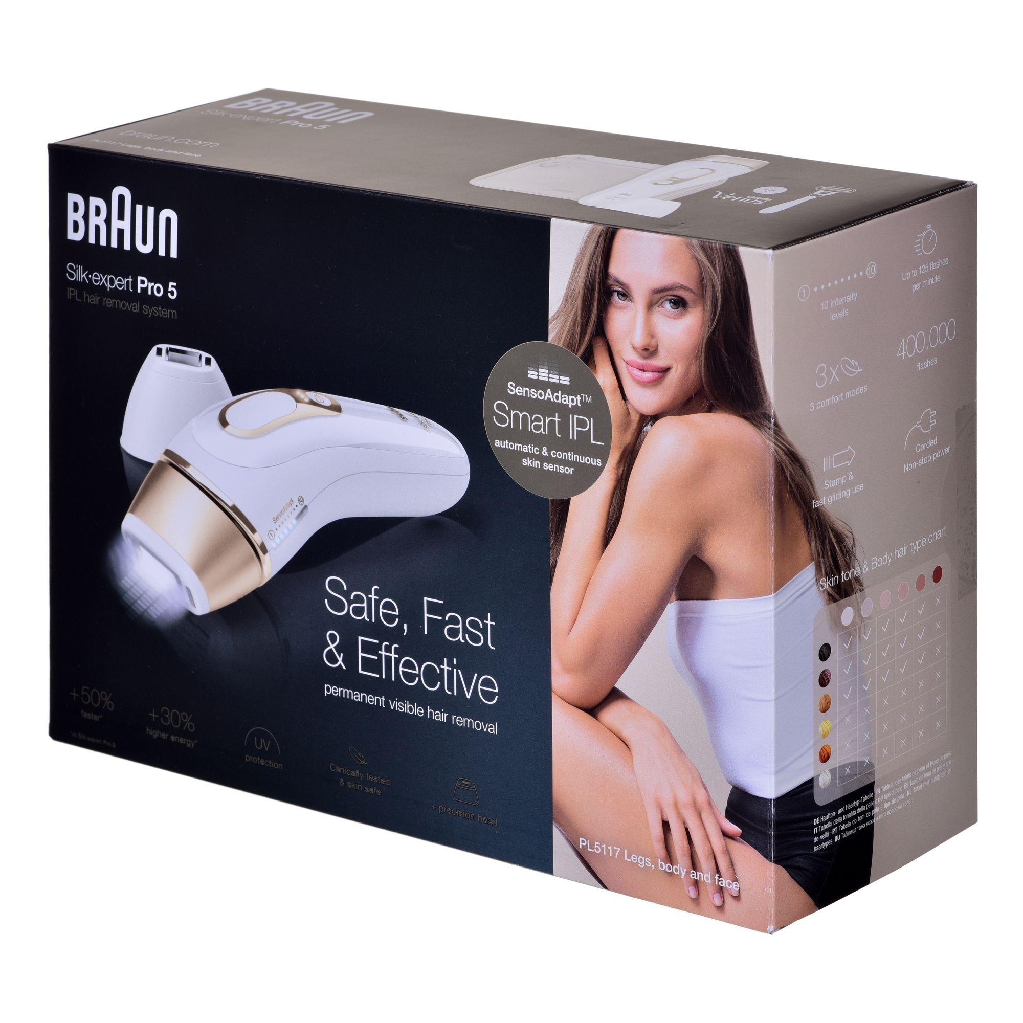 Braun Silk-expert Pro Silk·expert Pro 5 PL5117 Latest Generation IPL, Permanent Hair Removal, White&Gold