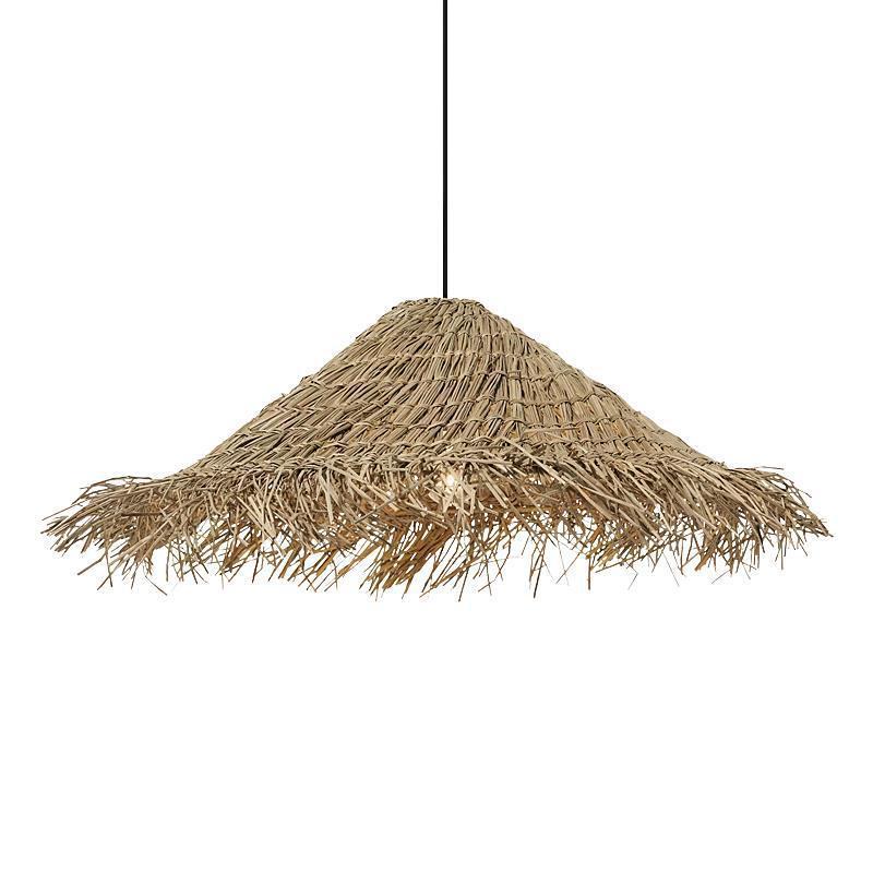 Natural Rattan Chandelier in the Shape of a Straw Hat - 40 cm