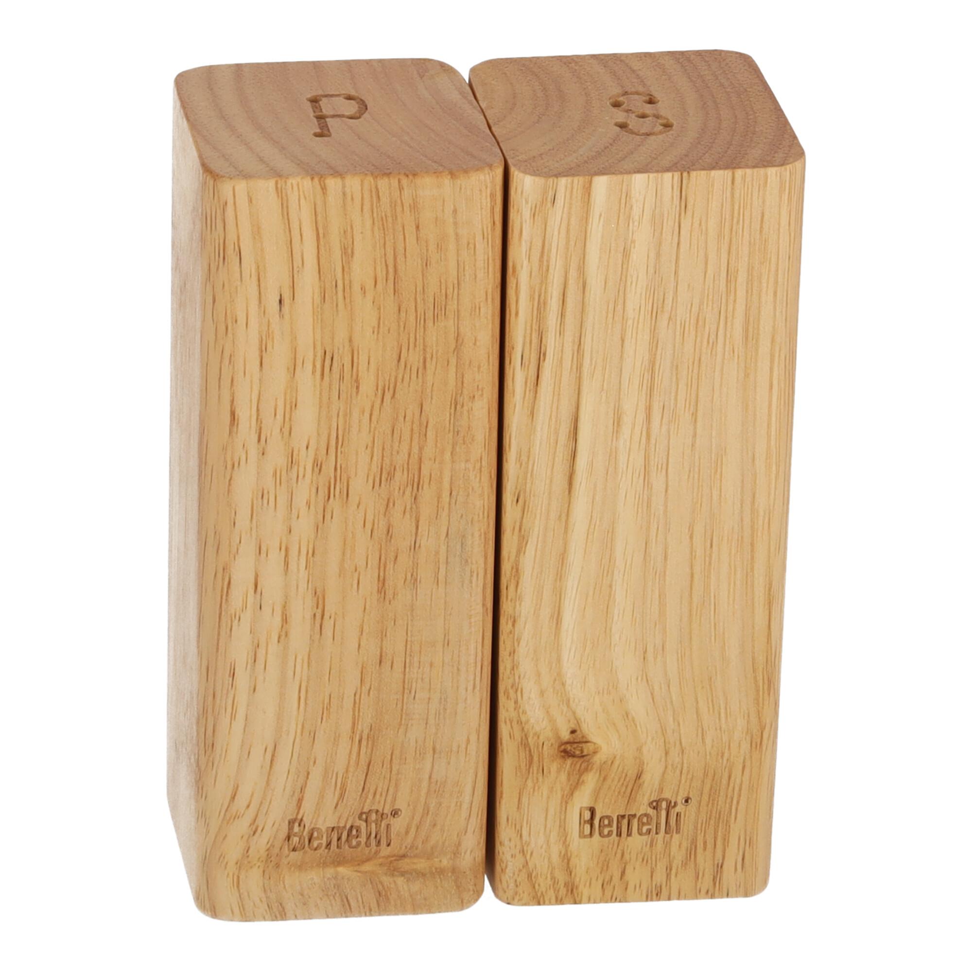 BERRETTI Salt and Pepper Shakers - Rubberwood 5.5x5.5x15 cm