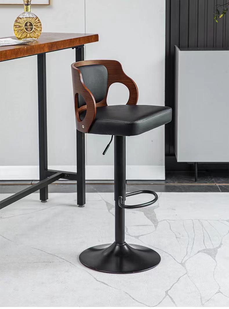 Stylish LOFT Bar Stool Black with Walnut Wood