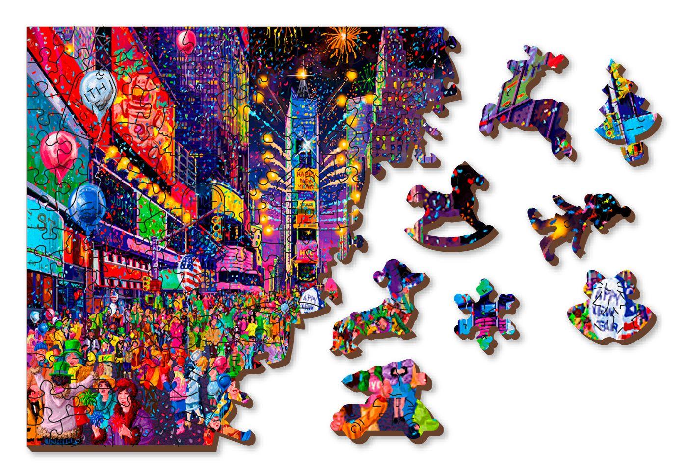 Wooden Puzzle with figurines - New Years Eve