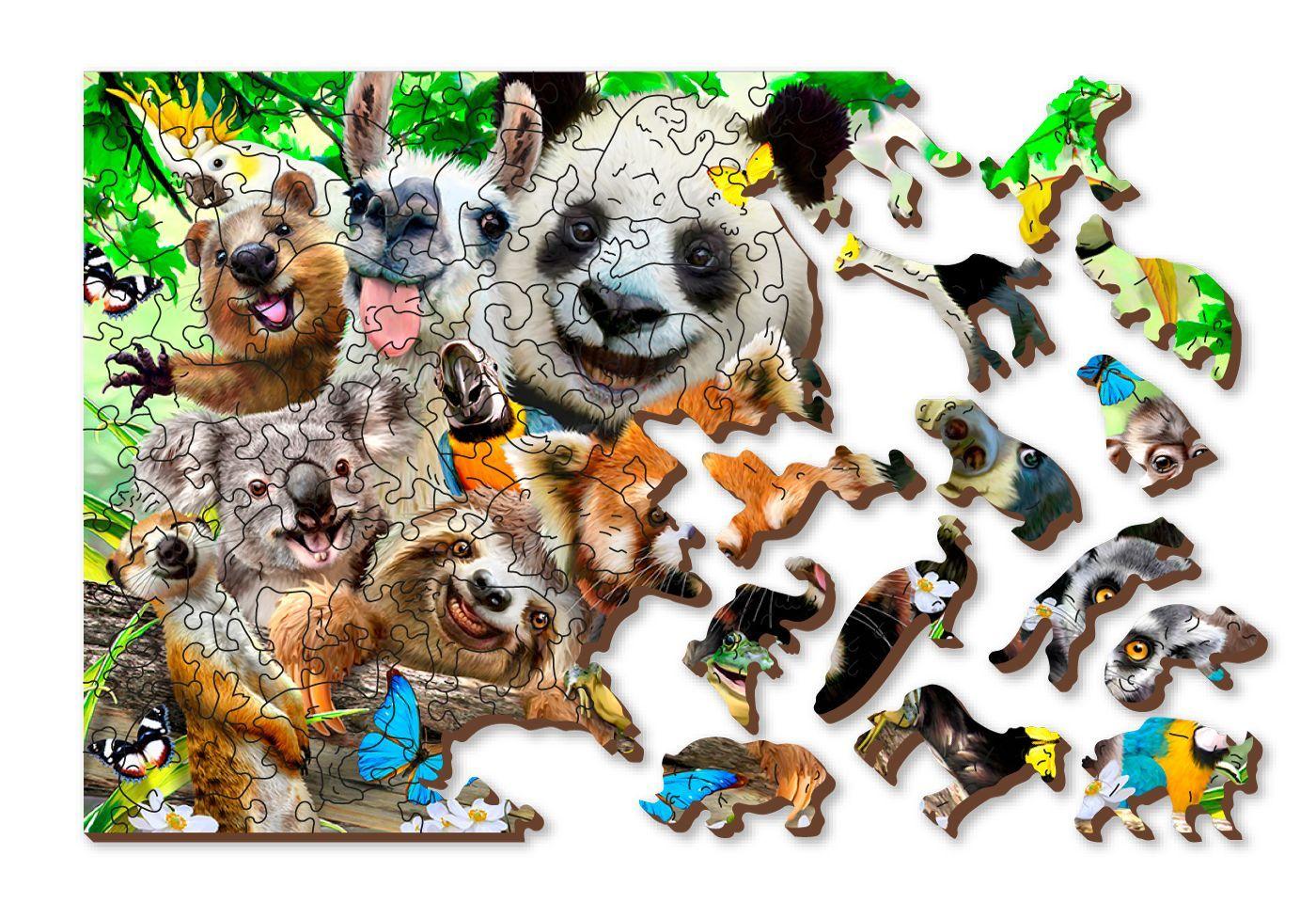 Wooden Puzzle with figures - Happy Selfie-bears XL, 1010 elements