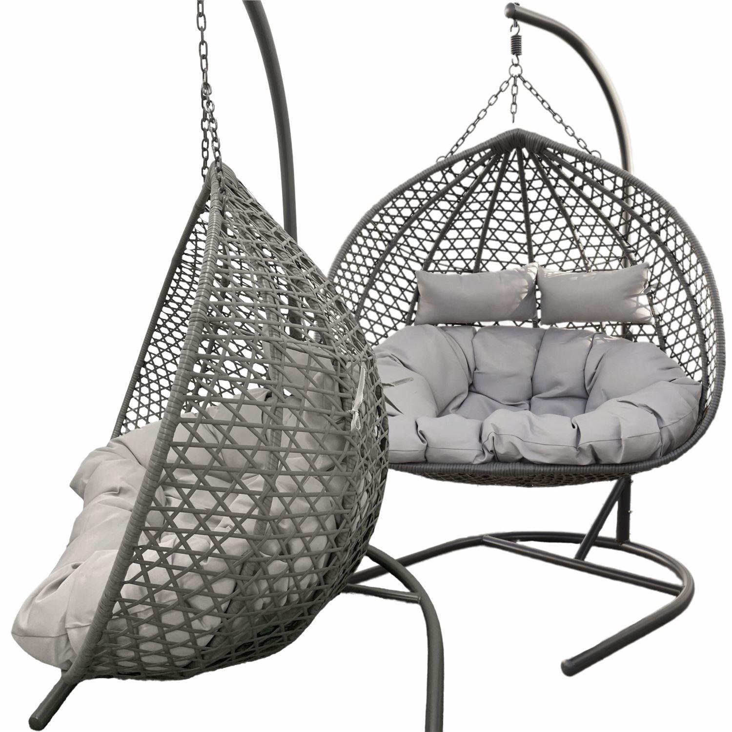 Two-seater hanging chair - gray two-seater cocoon (Grey Pillow)