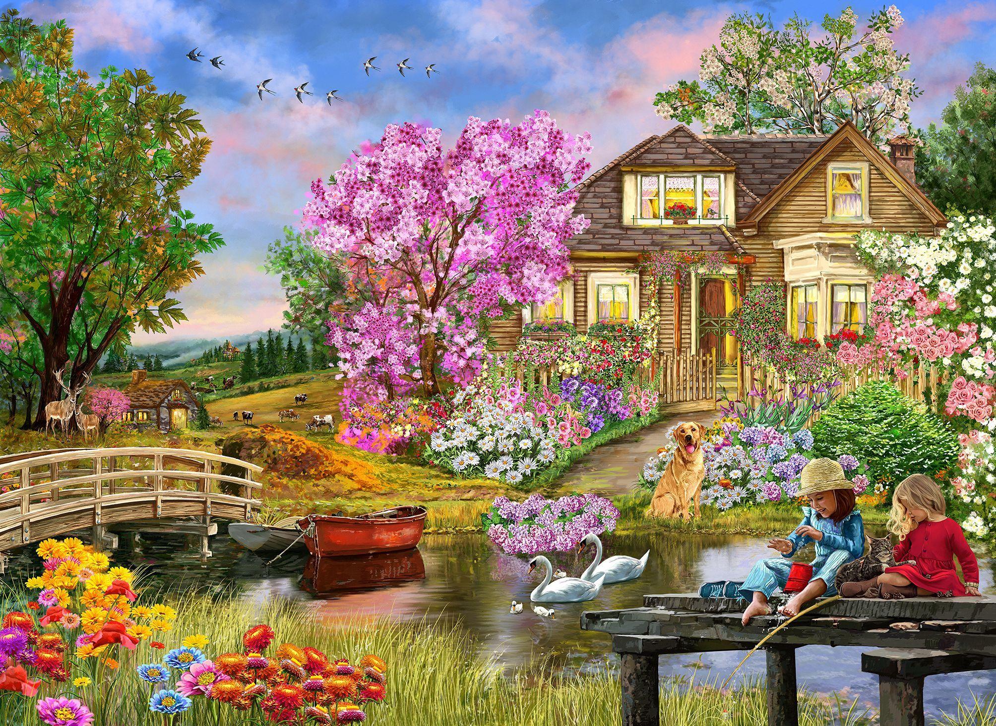 Wooden Puzzle with figurines - Spring House