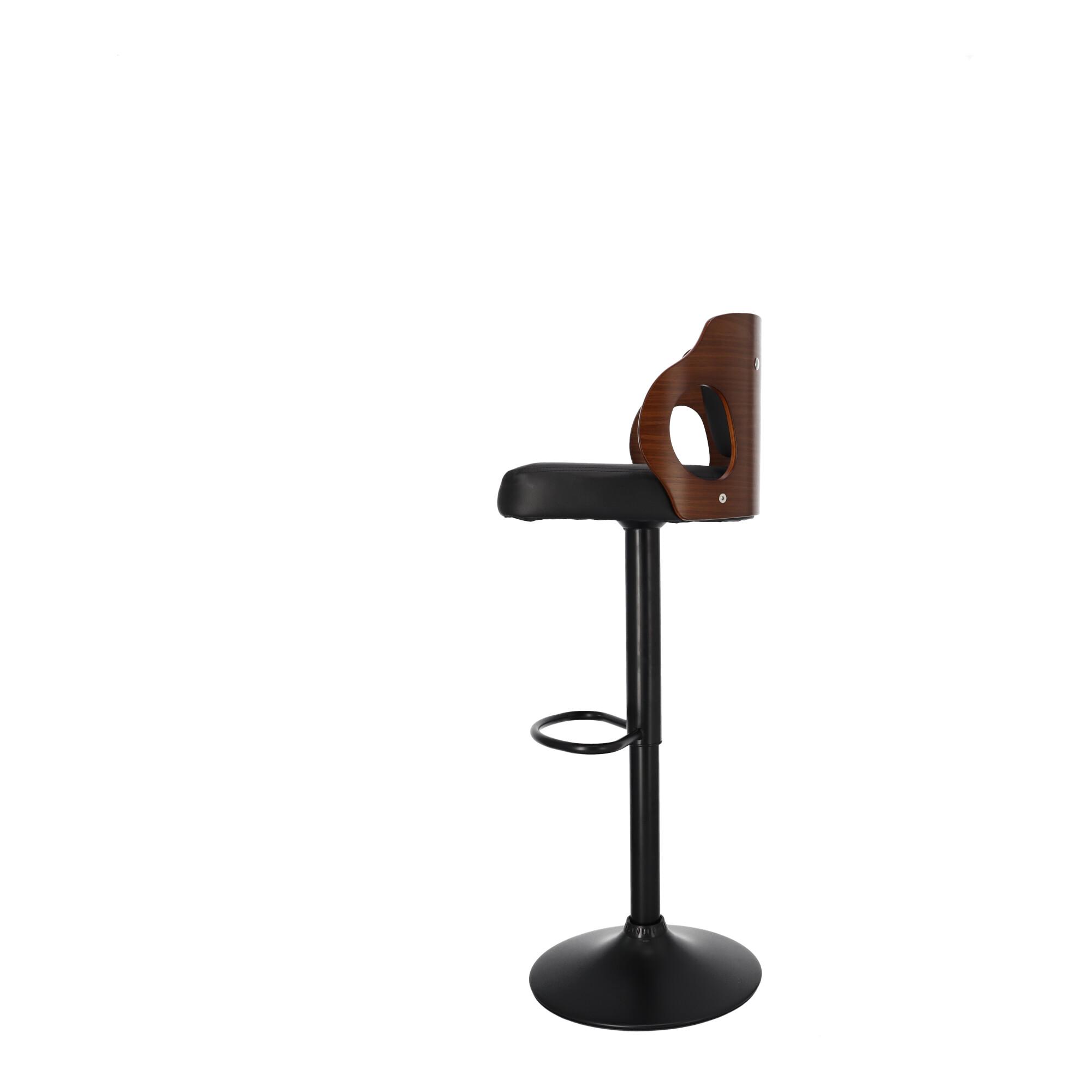 Stylish LOFT Bar Stool Black with Walnut Wood