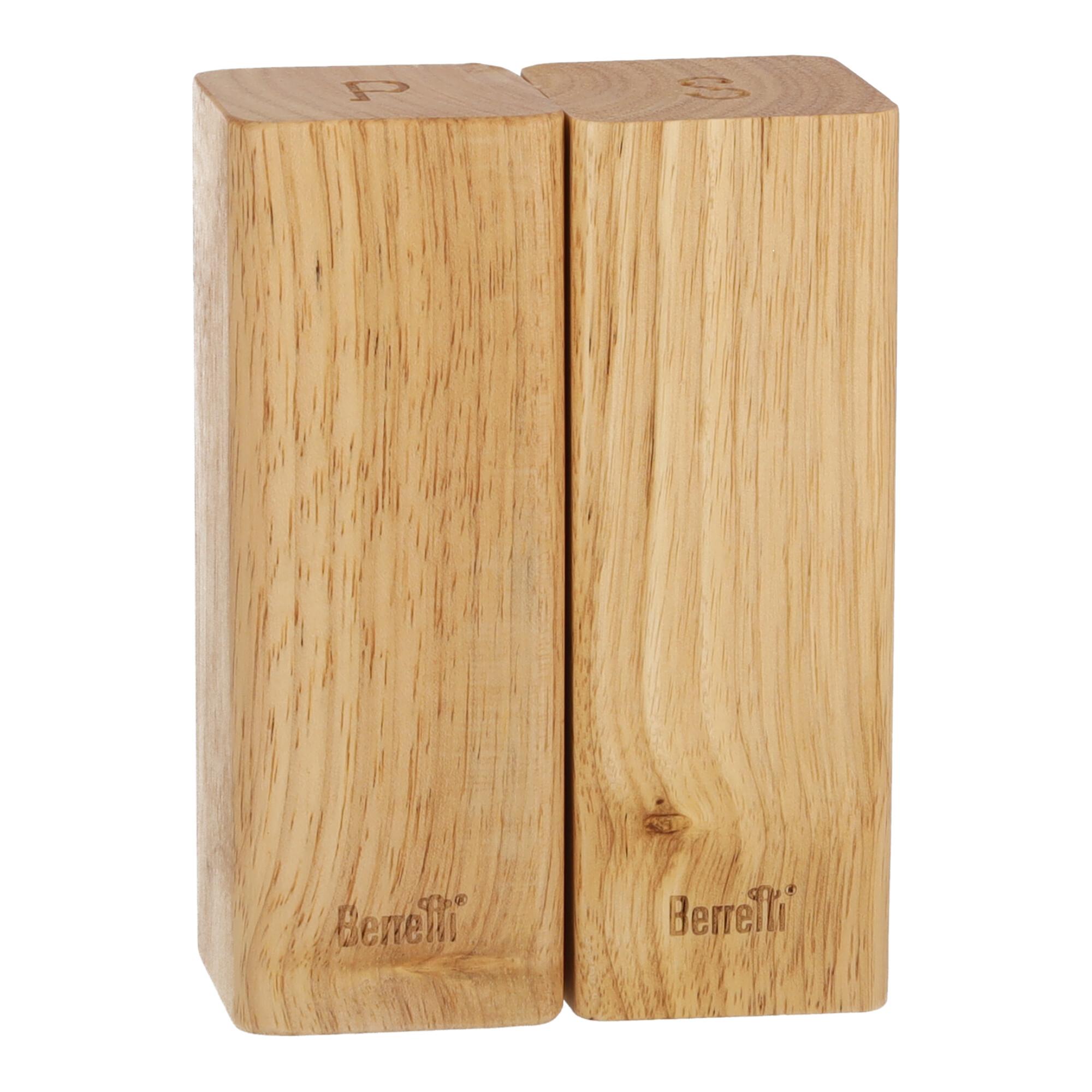 BERRETTI Salt and Pepper Shakers - Rubberwood 5.5x5.5x15 cm