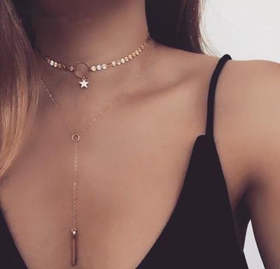 Necklace Chocker sequins - silver