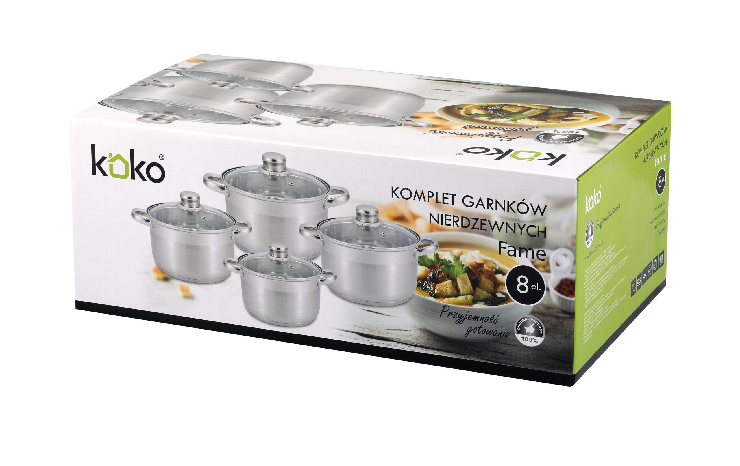 KOKO FAME Stainless Steel Cookware Set - 8 Pieces