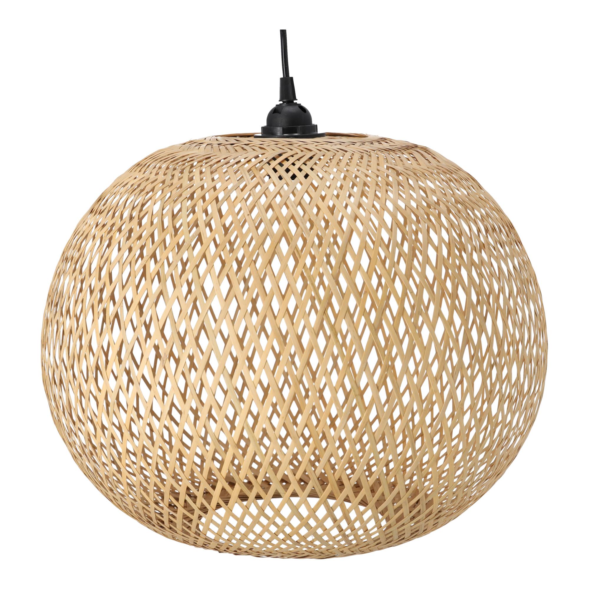 Bambusowa lampa wisząca w kształcie kuli – 40 cm (naturalny kolor)