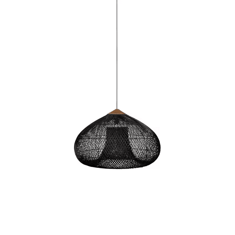 Sufitowa naturalna lampa rattanowa wisząca - 40cm - czarna