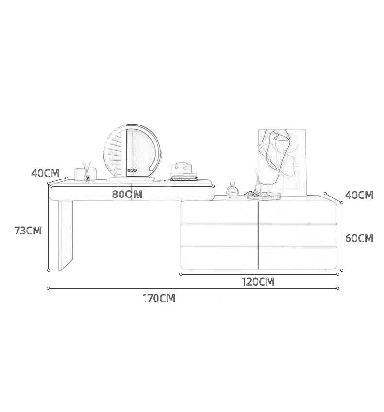 Premium dressing table/Furniture set  - 80 cm - white