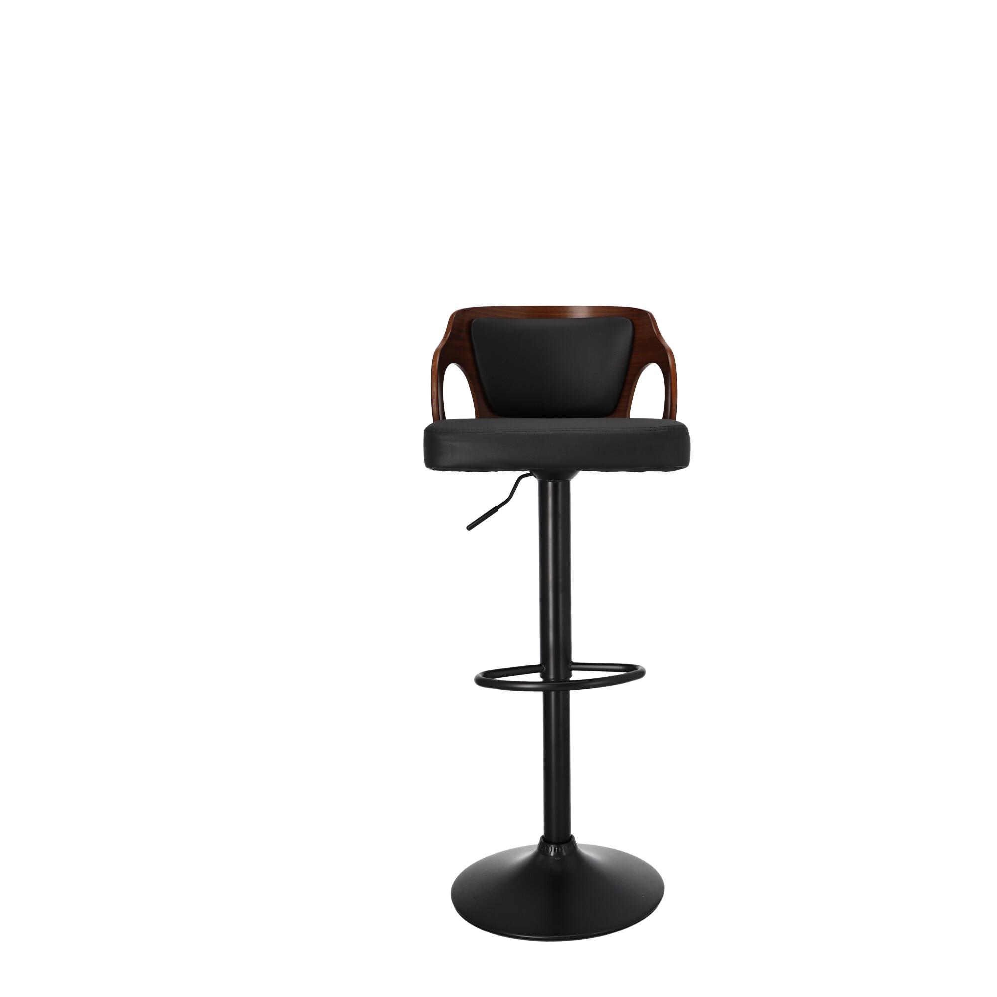 Stylish LOFT Bar Stool Black with Walnut Wood