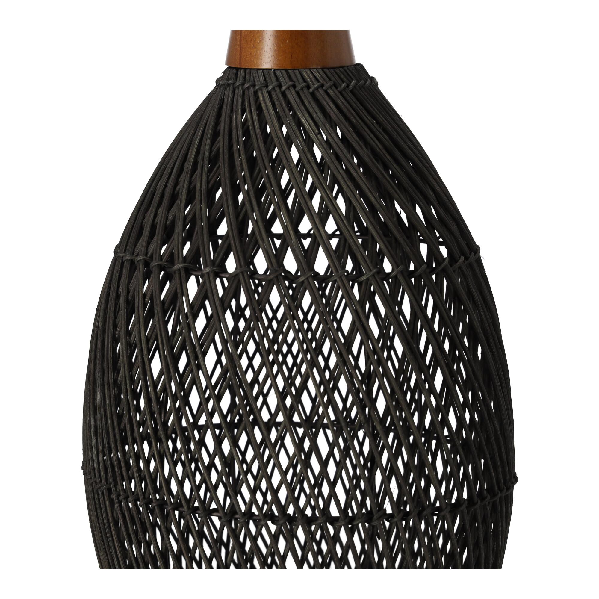 Rustykalna rattanowa lampa wisząca - 25cm (czarny kolor)