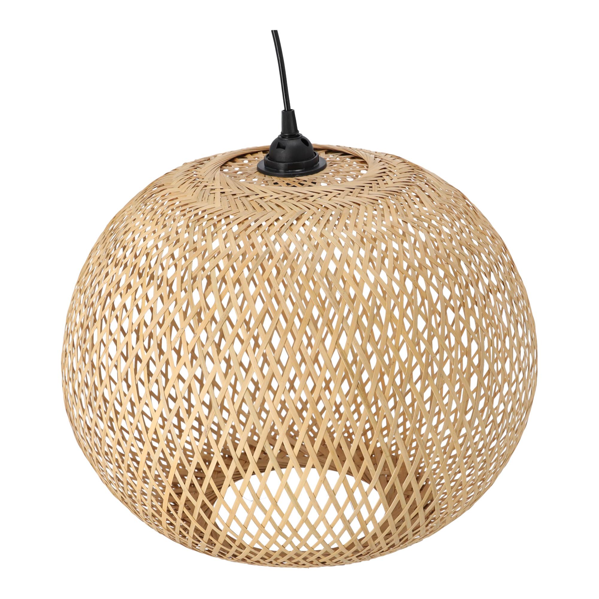 Bambusowa lampa wisząca w kształcie kuli – 40 cm (naturalny kolor)