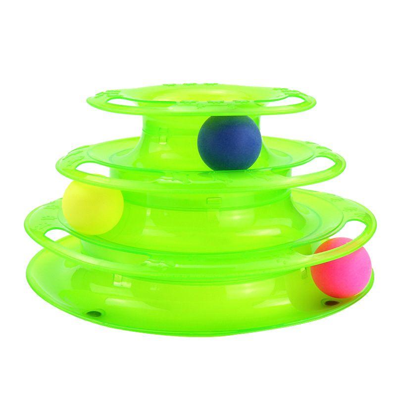 Interactive cat toy with balls - green