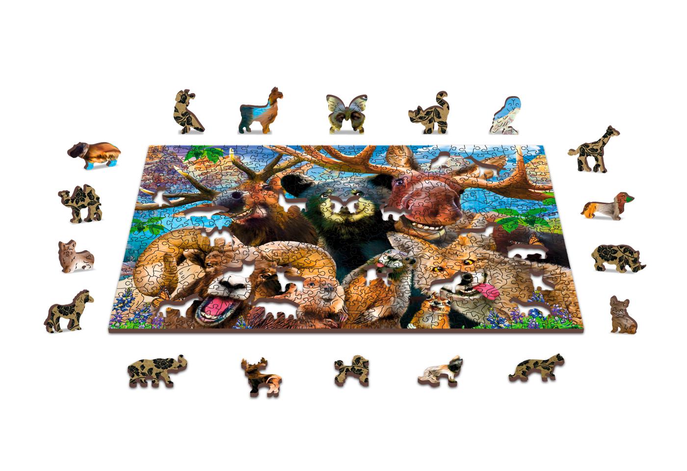 Drewniane Puzzle z figurkami – Leśne zwierzęta, 505 elementów