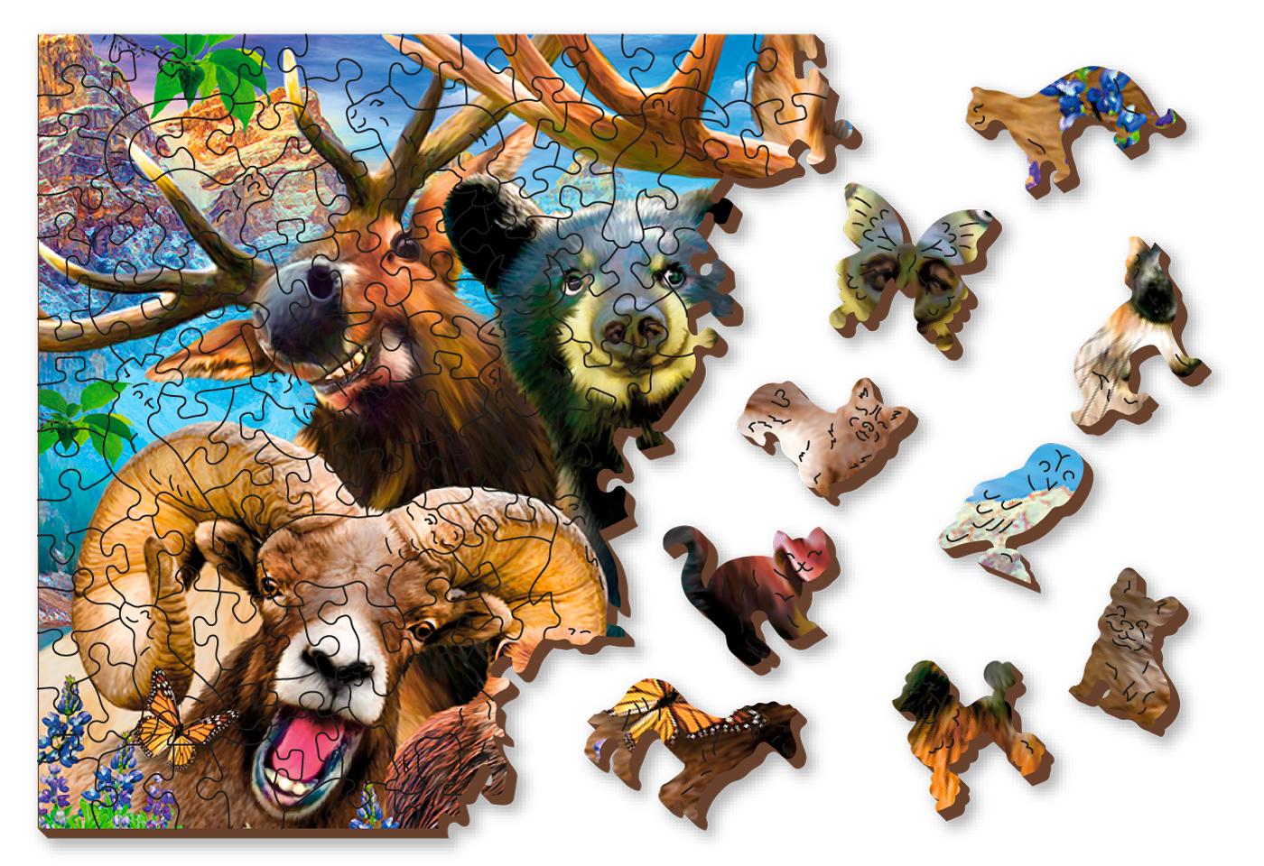 Drewniane Puzzle z figurkami – Leśne zwierzęta, 505 elementów