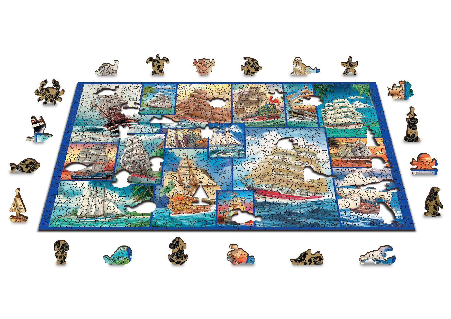 Wooden Puzzle with Figurines - Floating Ships