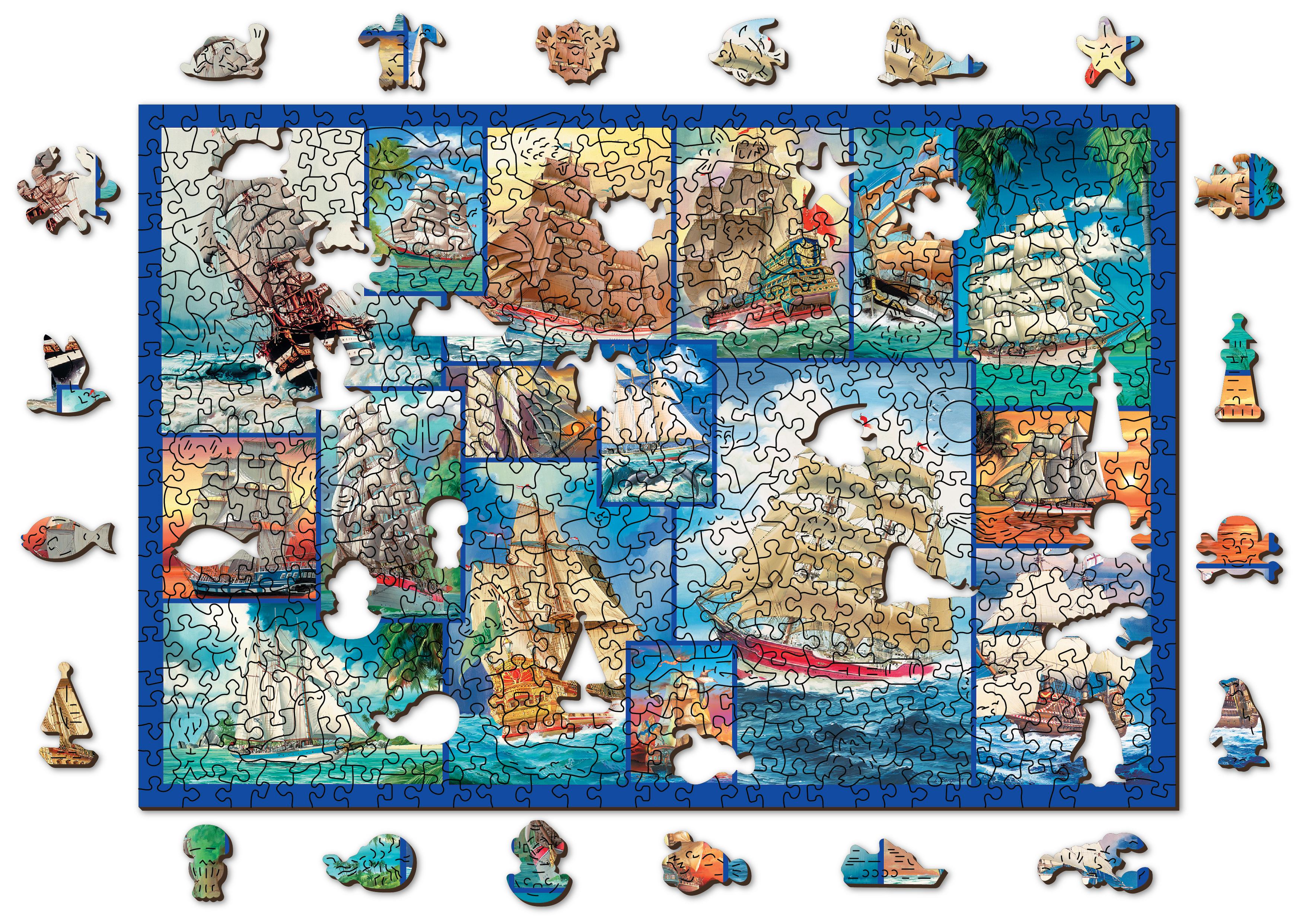 Wooden Puzzle with Figurines - Floating Ships