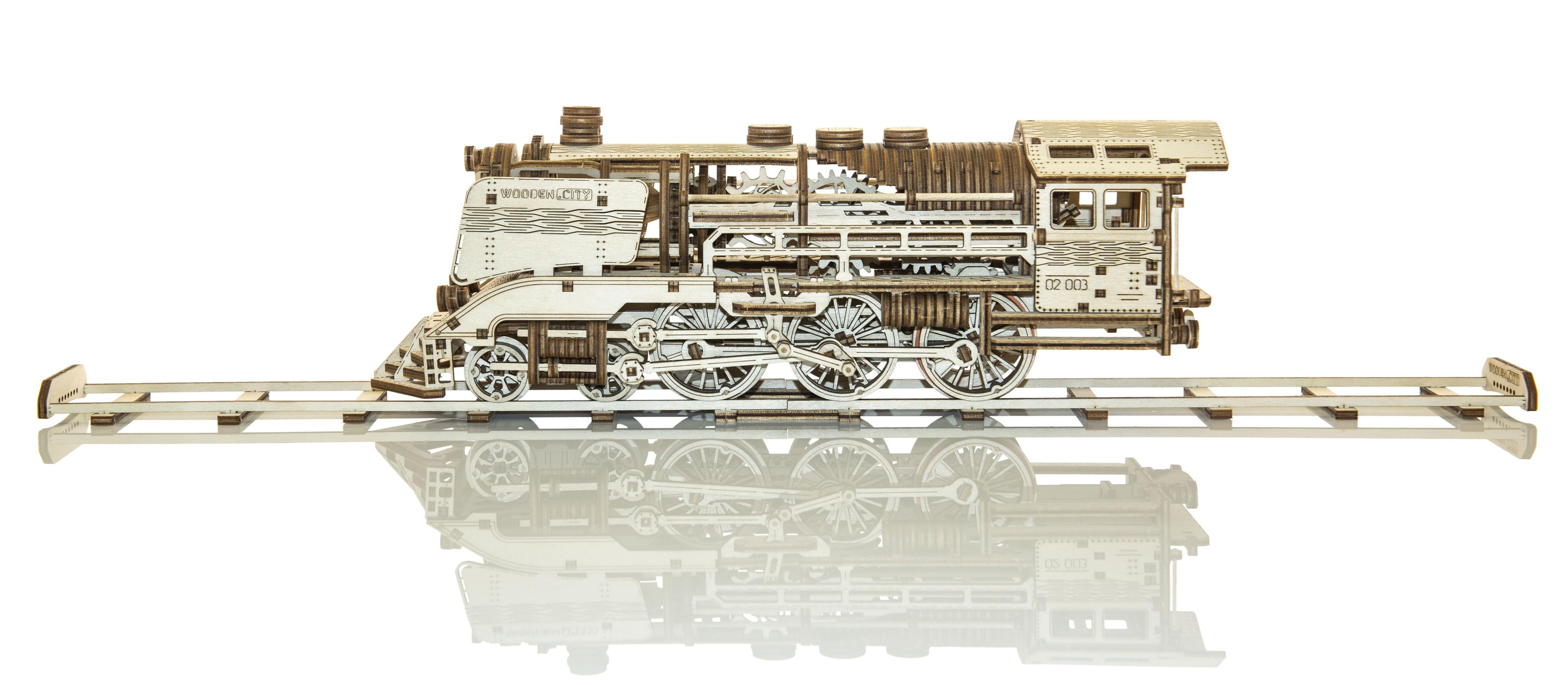 Wooden 3D Puzzle - Woden Express train with rails