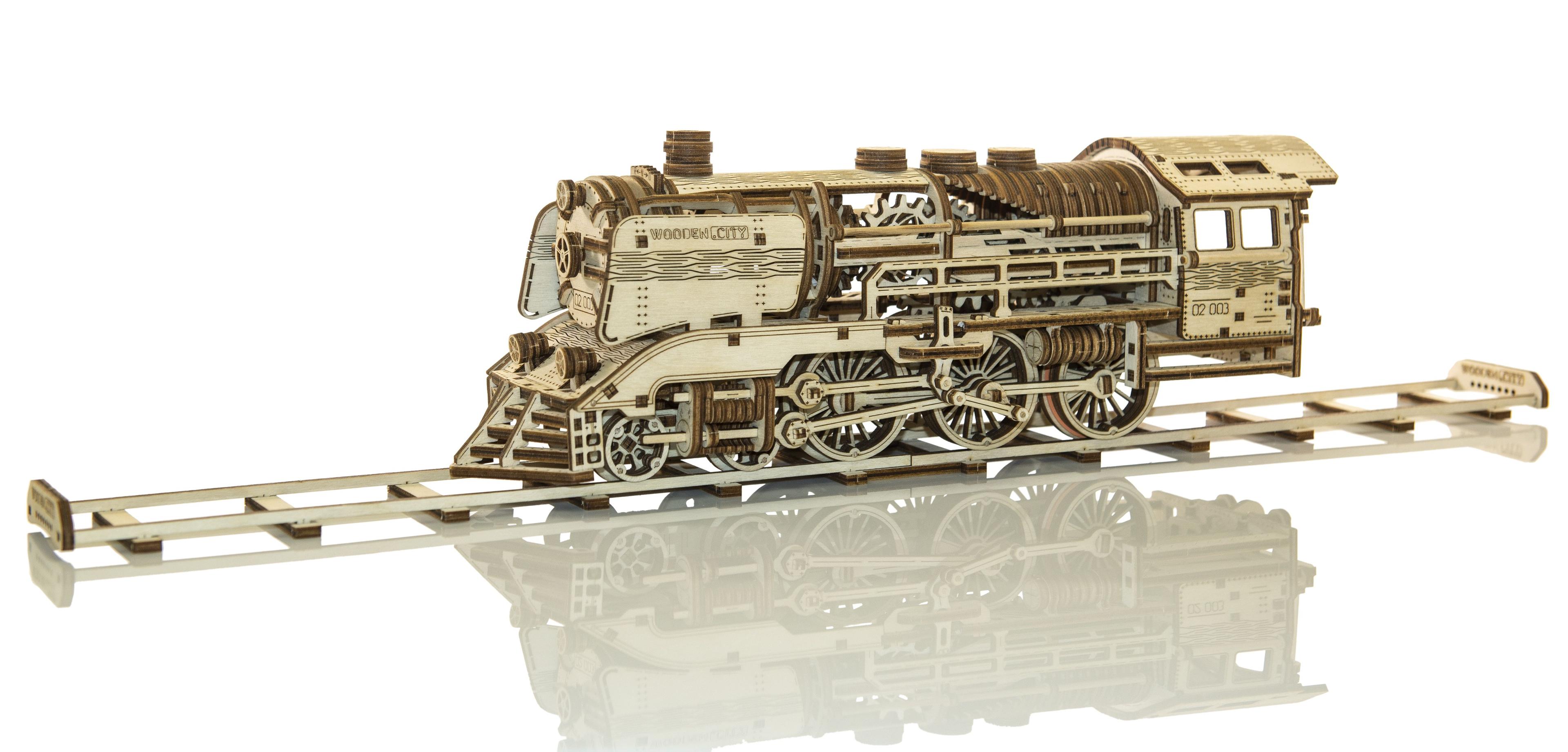 Wooden 3D Puzzle - Woden Express train with rails