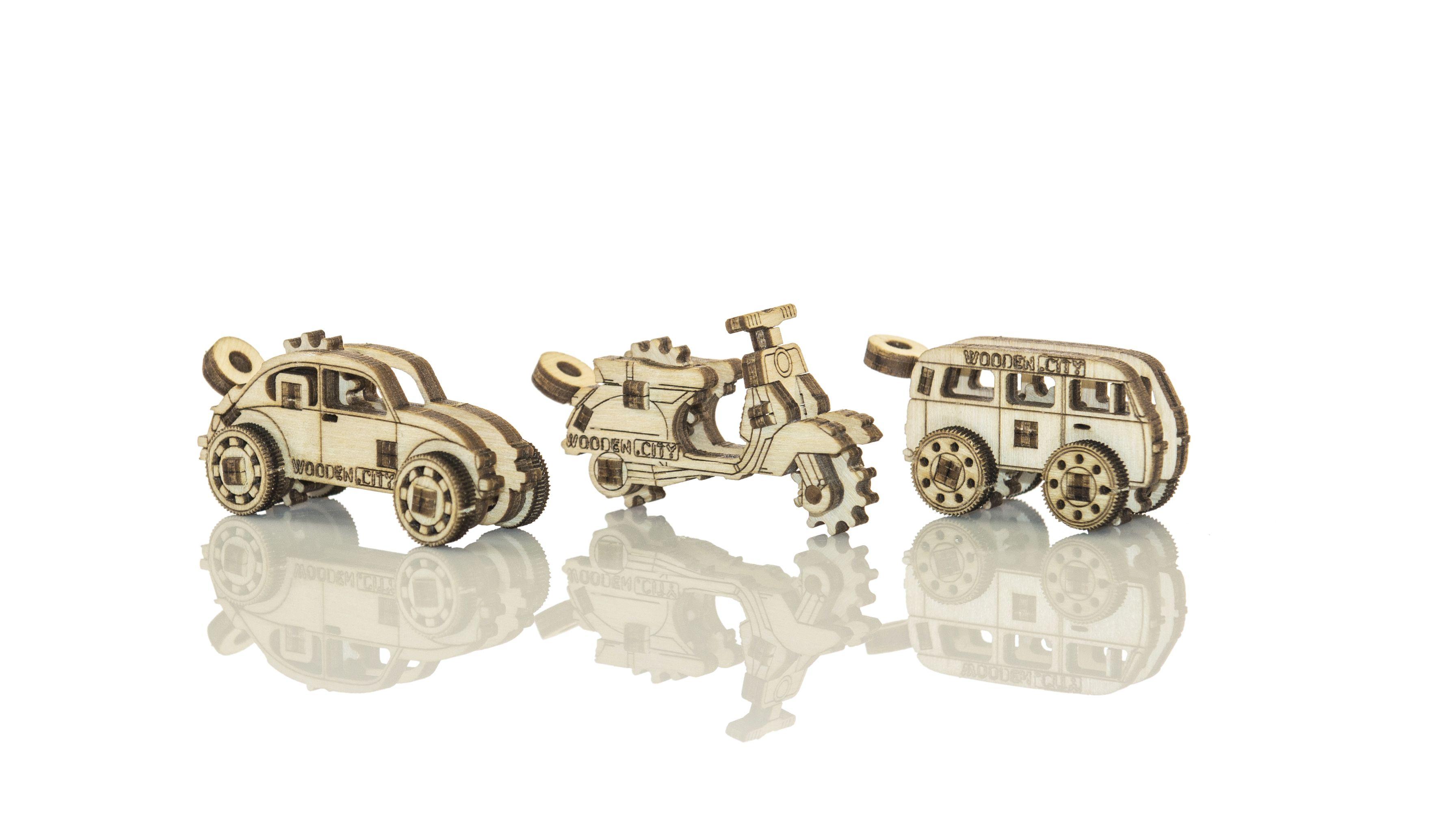 Wooden 3D Puzzle - Vintage Cars and Motorbike