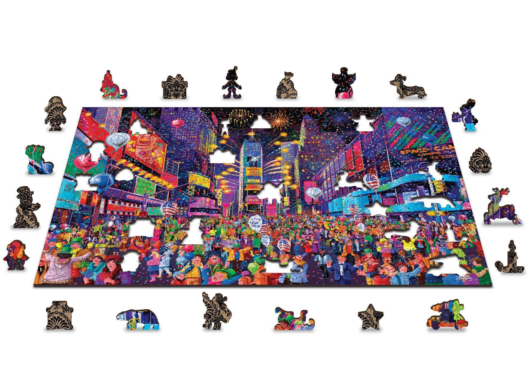 Wooden Puzzle with figurines - New Years Eve
