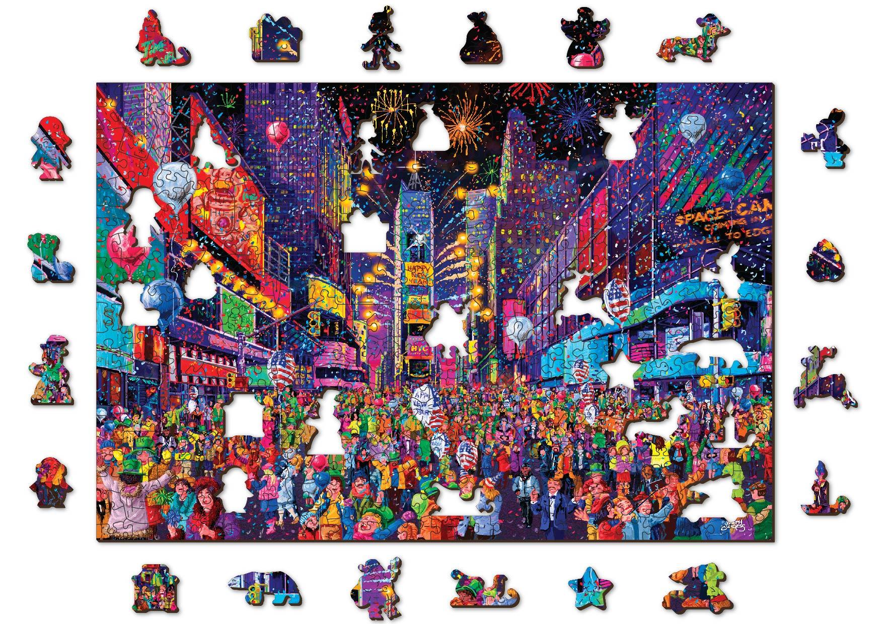 Wooden Puzzle with figurines - New Years Eve