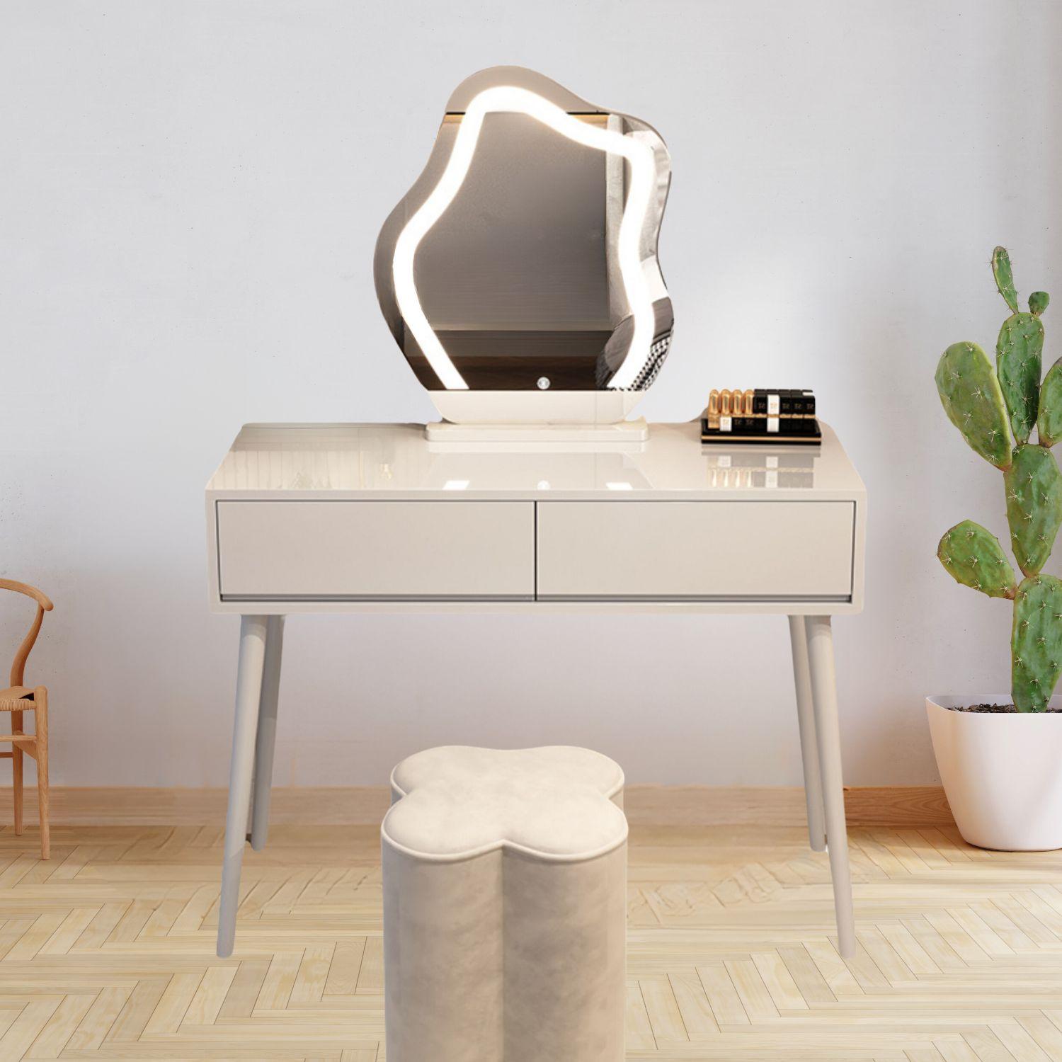 Dressing table in French style / furniture set, top 80 cm - white color