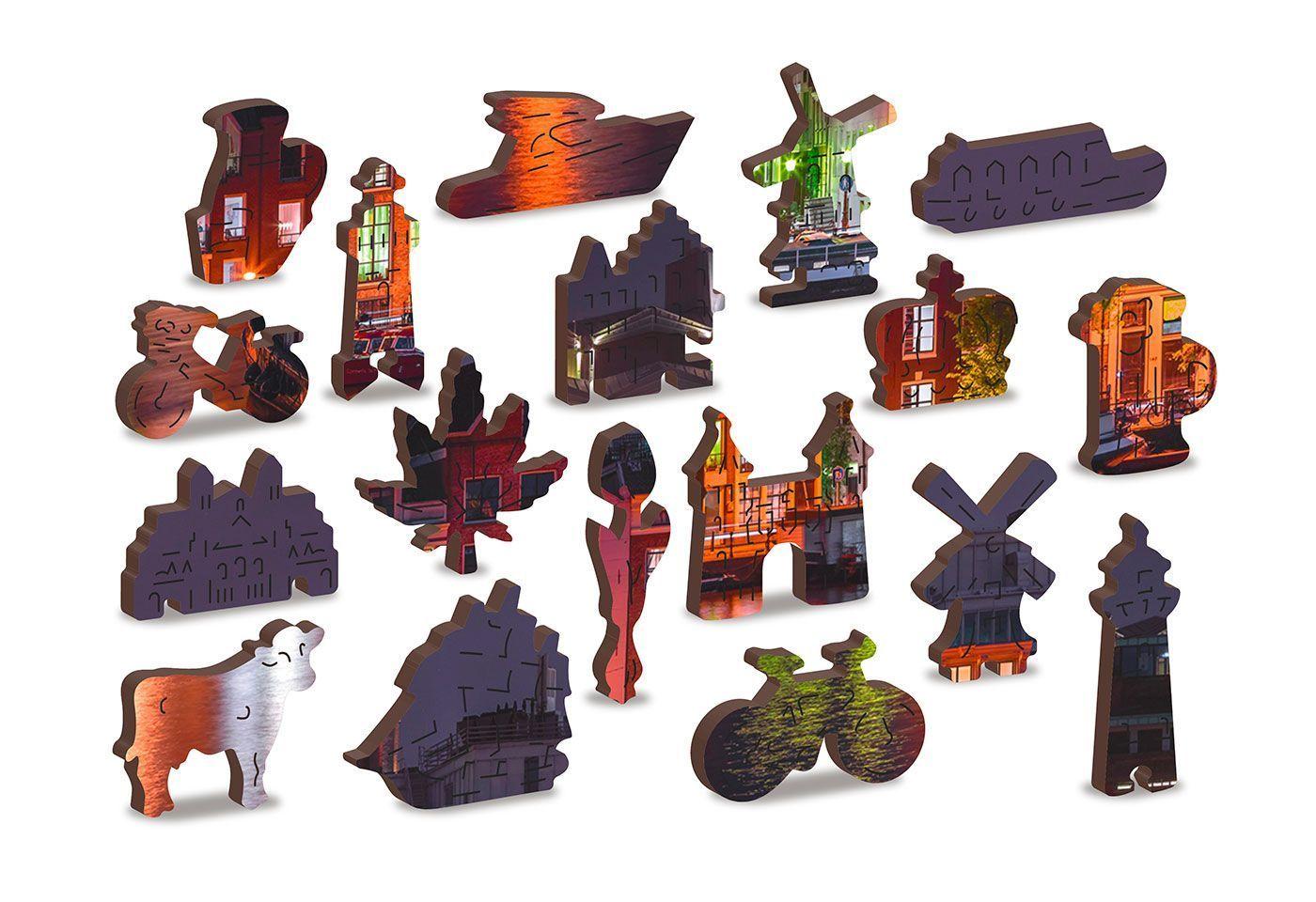 Wooden Puzzle with Figurines - Amsterdam at Night L 300 pieces
