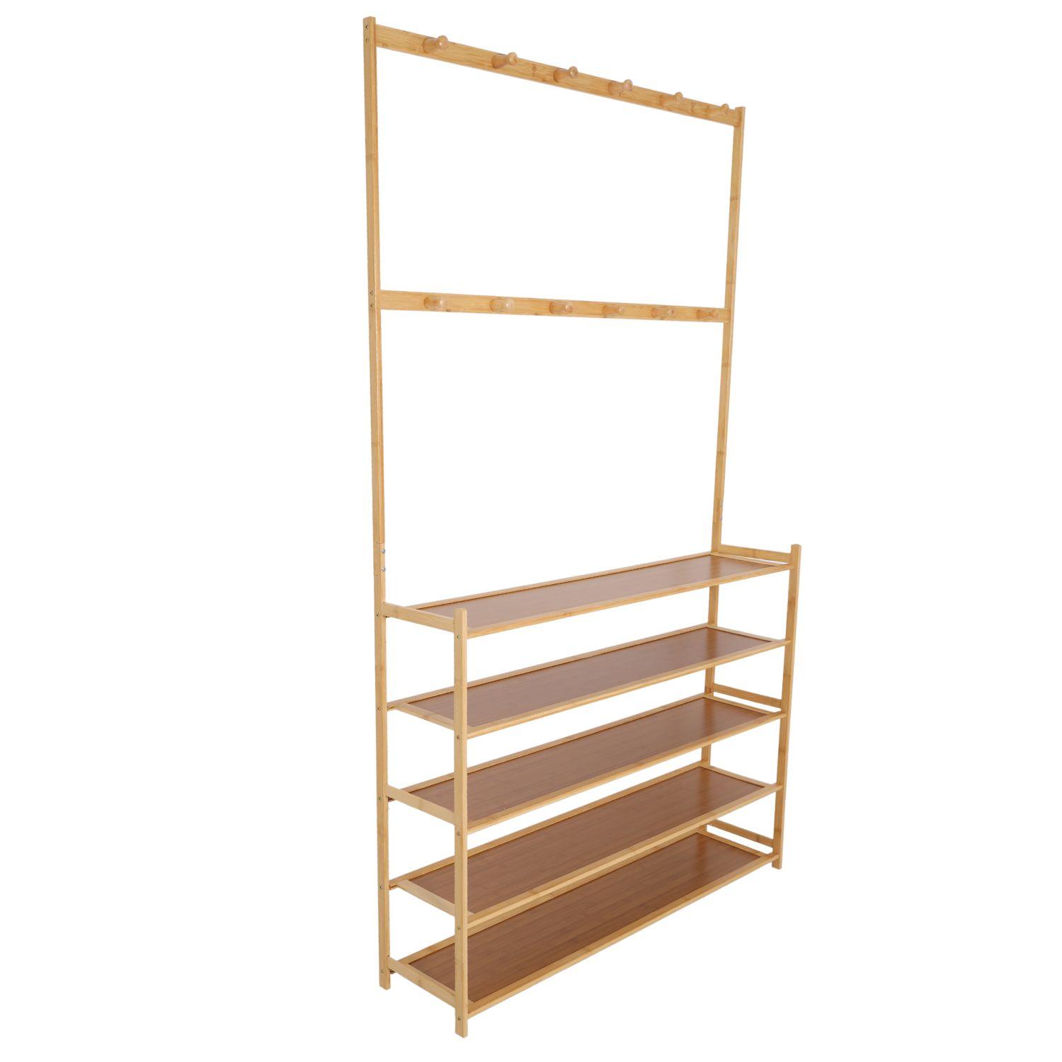 Shoe cabinet 5-tier with hanger, 100 cm length