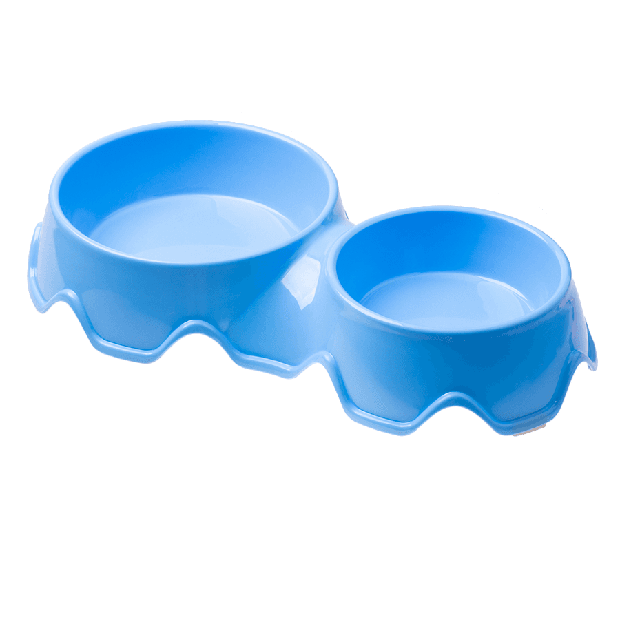 Double stainless steel dog / cat bowl - blue
