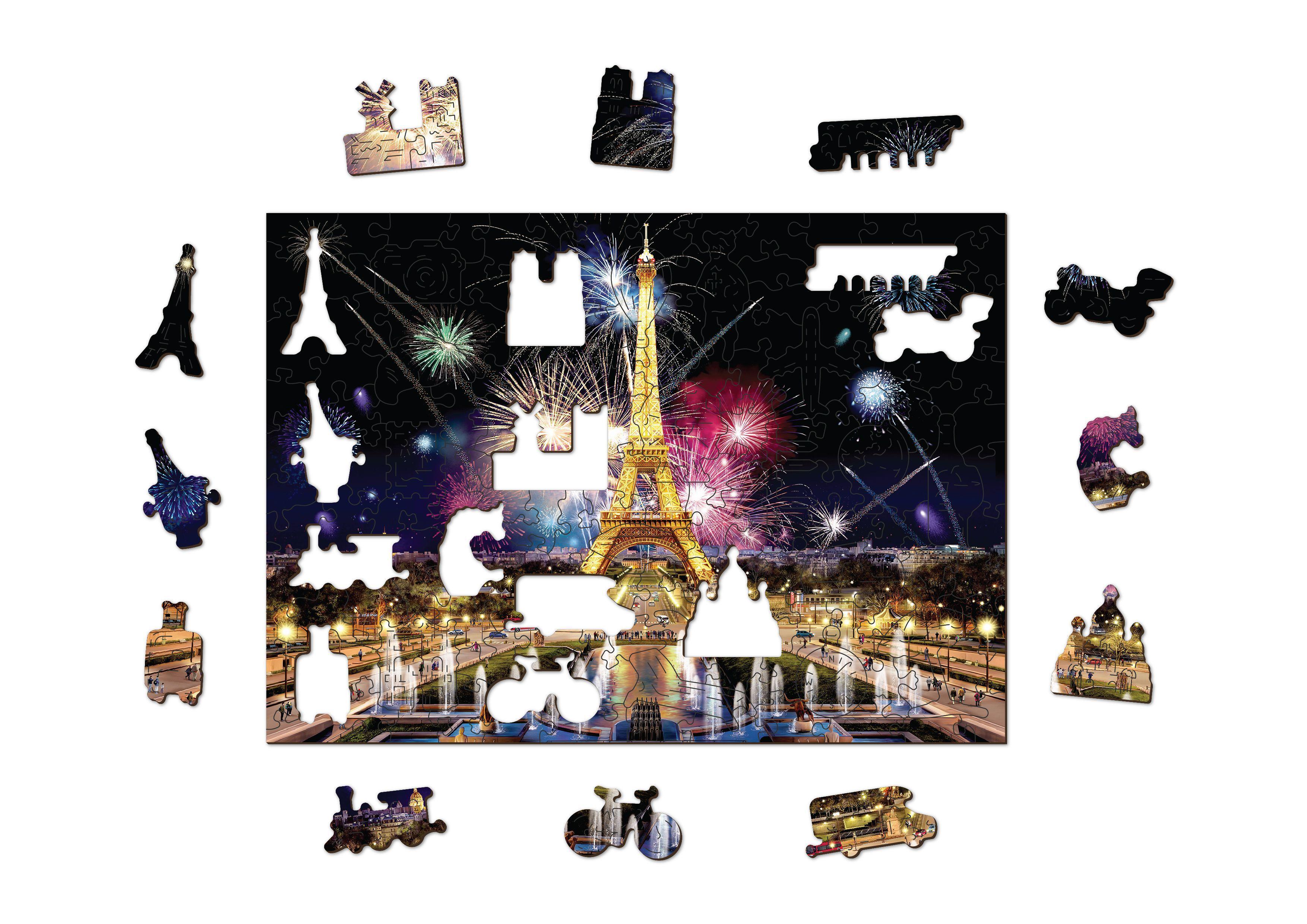 Wooden Puzzle with Figurines - Paris by Night L, 505 pieces