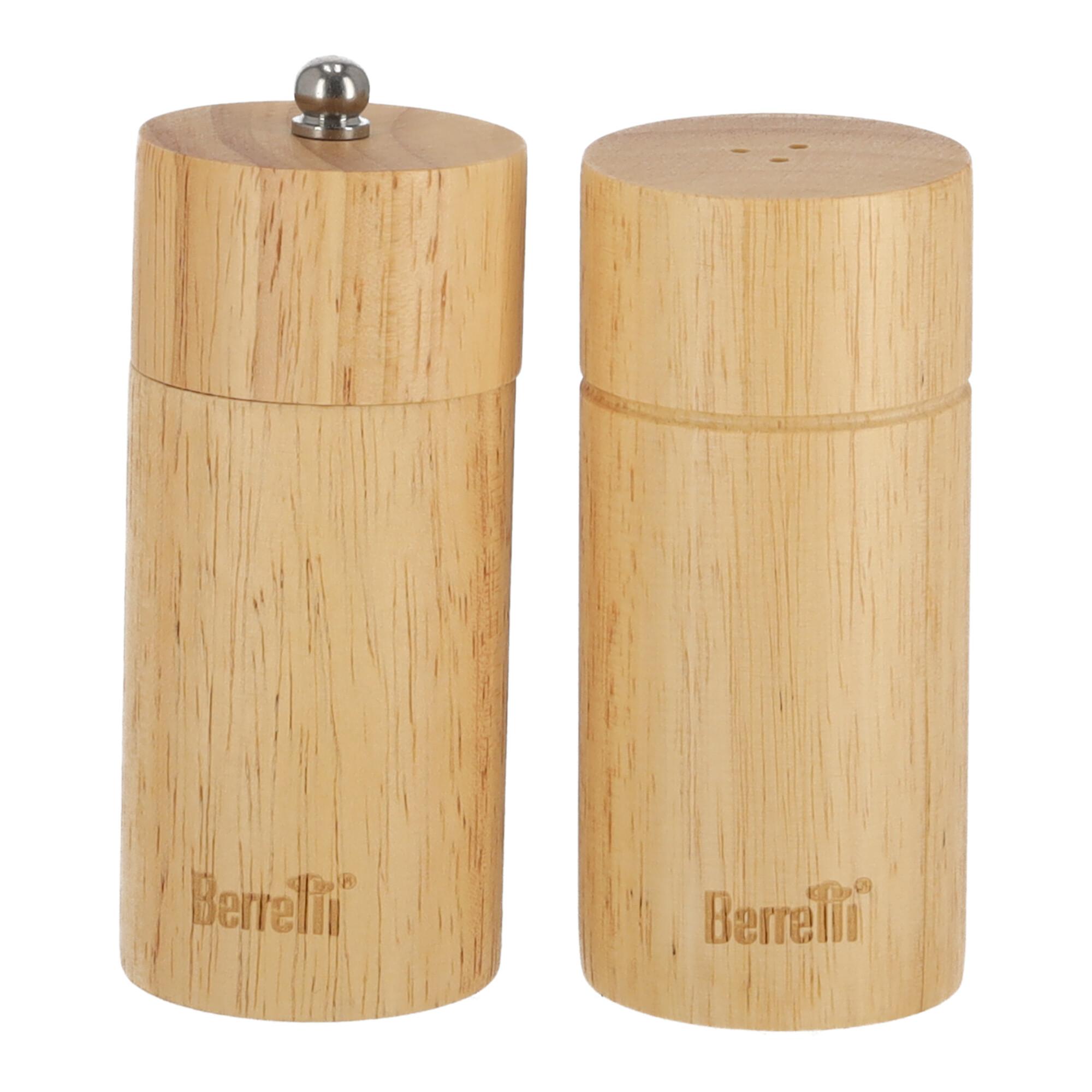 BERRETTI Salt Shaker and Pepper Mill - Rubberwood 5x11 cm