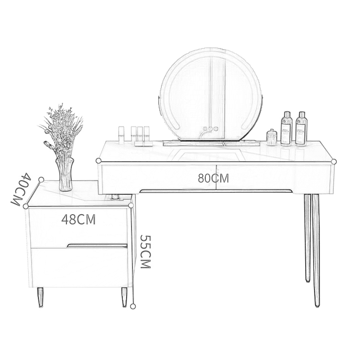 Toaletka kosmetyczna do makijażu LOFT / Komplet mebli blat 80 cm - kolor szary